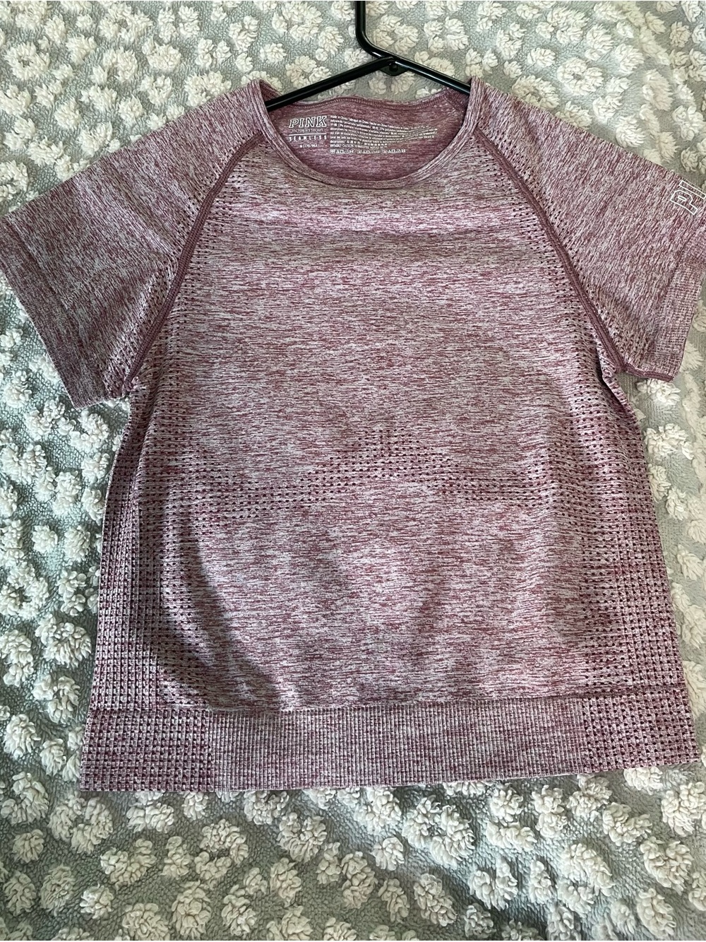 Victoria's Secret Heather Mauve Short-Sleeve Seamless Crop Top